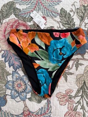 Reversible Floral/Black High-Cut Bikini Bottoms